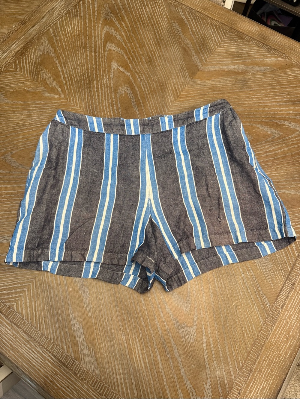a wnew day Blue, White & Gray Vertical Stripe Women's Shorts